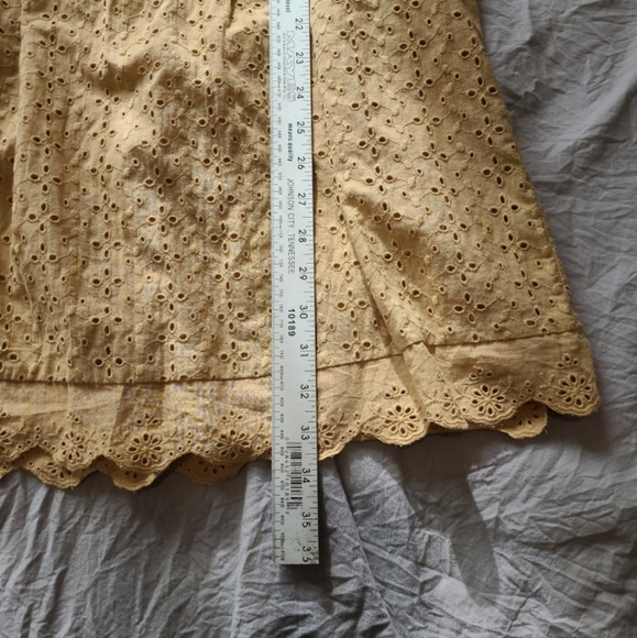 Knox Rose SZ XS‎ Muted Mustard Eyelet Baby Doll Dress w/lining - Picture 7 of 10